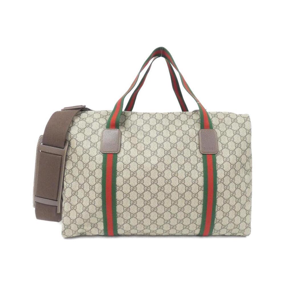 Gucci GG Supreme canvas duffle bag Web Brown